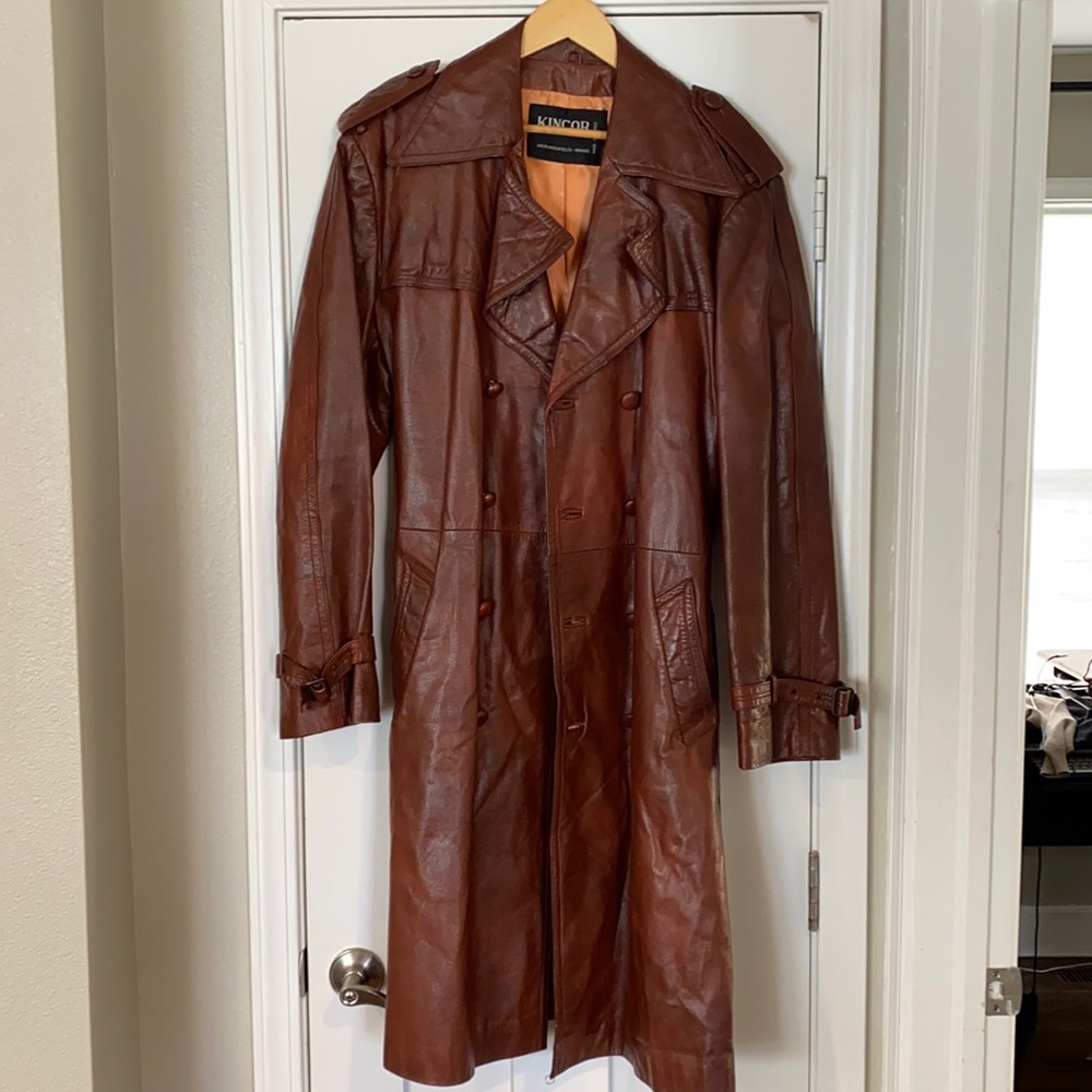 80s Kincor Vintage Brown Leather Duster Jacket